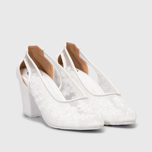 Adorable Projects Official Heels 35 / White Sybil Heels White