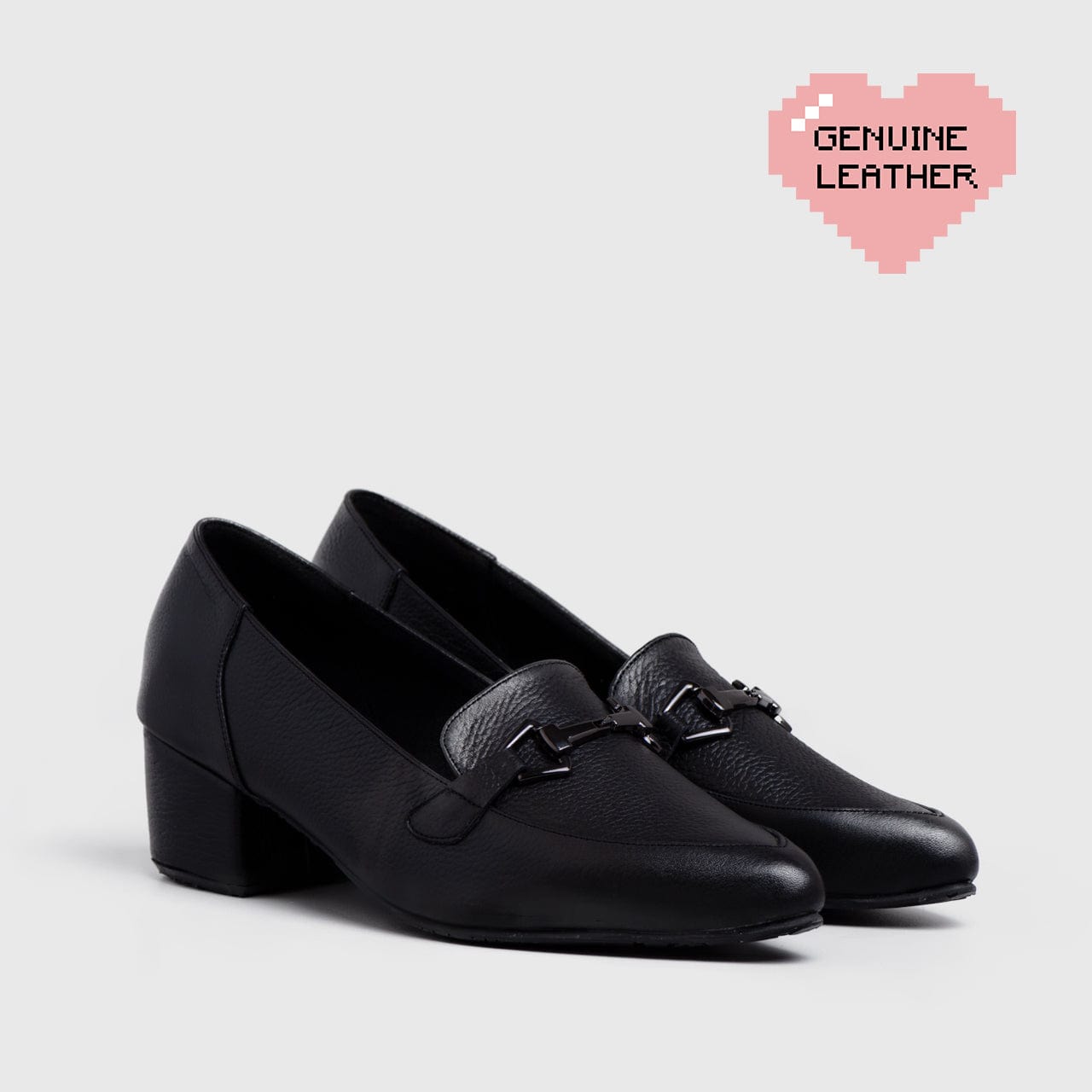 Adorable Projects Official 40 Mulligan Heels Genuine Leather Black