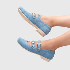 Adorable Projects Official Adorableprojects - Brigitt Flat Shoes Denim - Sepatu Flat