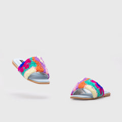 Adorable Projects Official Adorableprojects - Eden Punch Needle Sandals Blue - Sendal Wanita