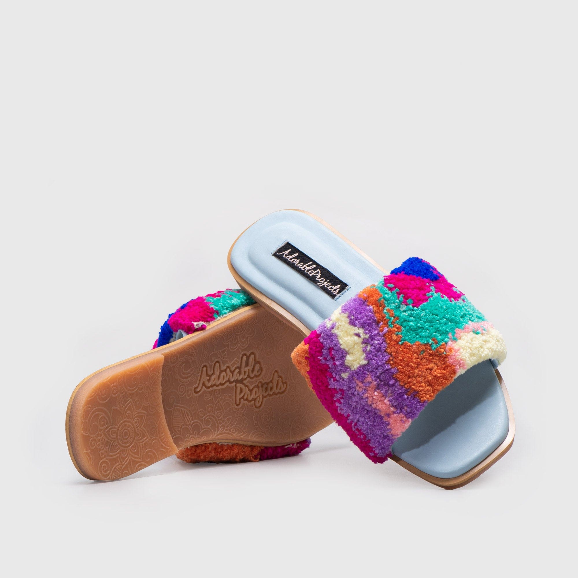 Adorable Projects Official Adorableprojects - Eden Punch Needle Sandals Blue - Sendal Wanita