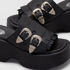 Adorable Projects Official Adorableprojects - Lecia Wedges Black - Sandal Wanita