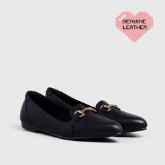 Adorable Projects Official Charlota Flat Shoes Genuine Leather Black