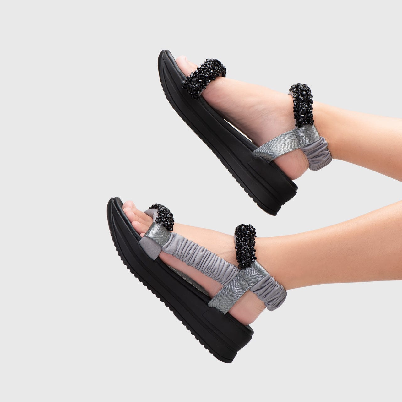 Adorable Projects Official Sandals Platform Mannaz Embellishment Platform Light Grey