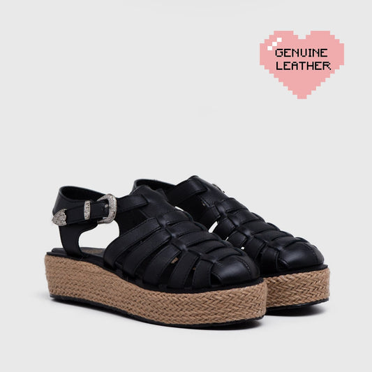 Adorable Projects Official Rendeveous Platform Genuine Leather Black