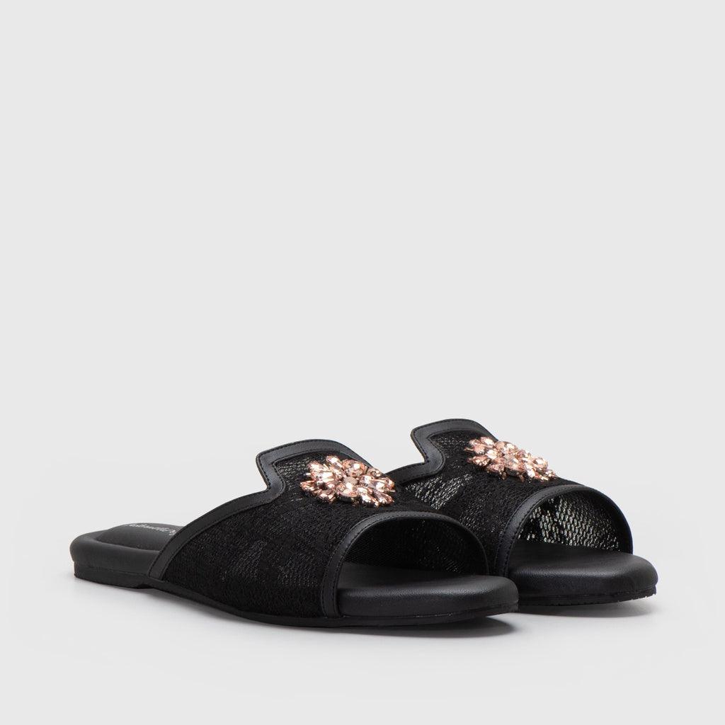 Adorable Projects-Dev Sandals 35 / Black Fahmia Embellishment Sandals Black