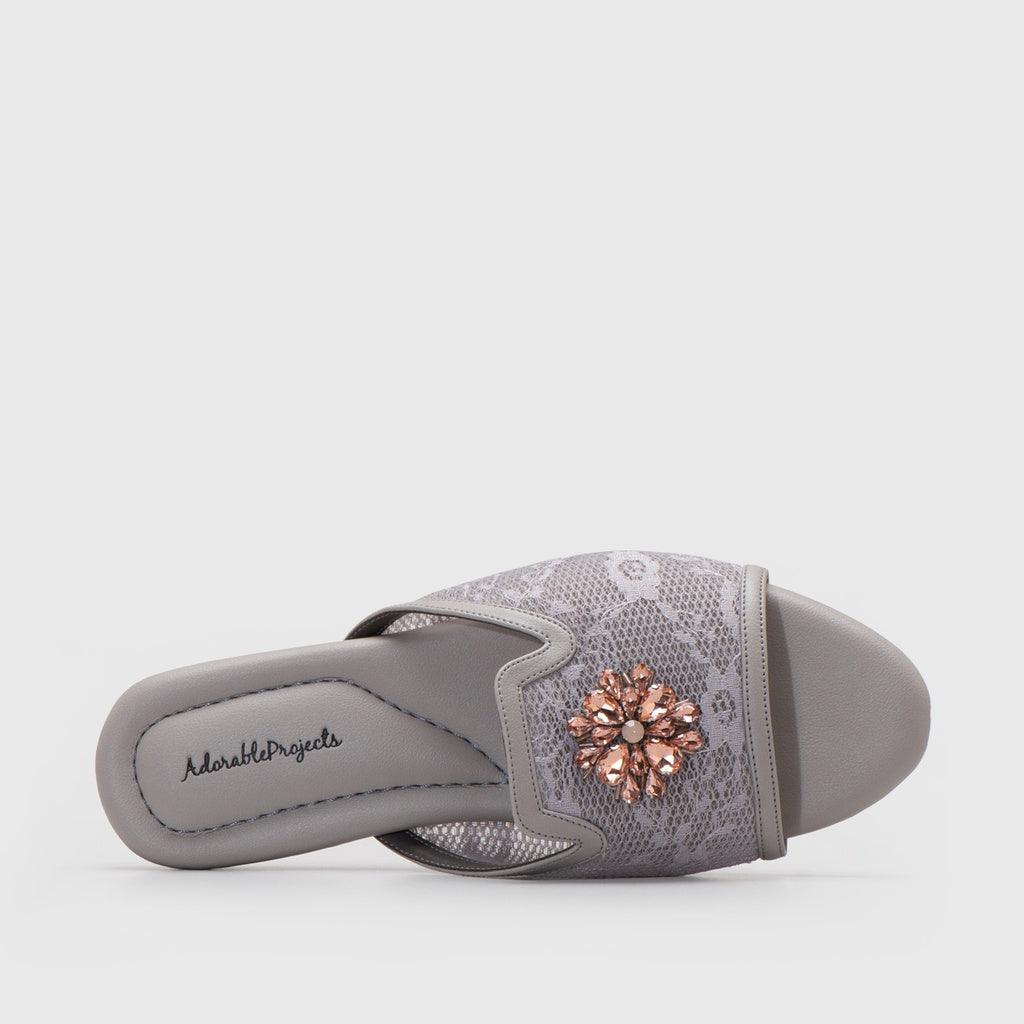 Adorable Projects-Dev Sandals Fahmia Embellishment Sandals Grey