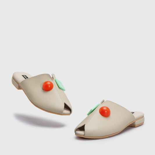Adorable Projects Official Mules Geometric Mules Beige