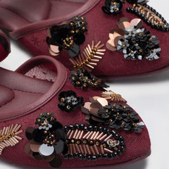 Adorable Projects Peony Embellishment Mules Maroon